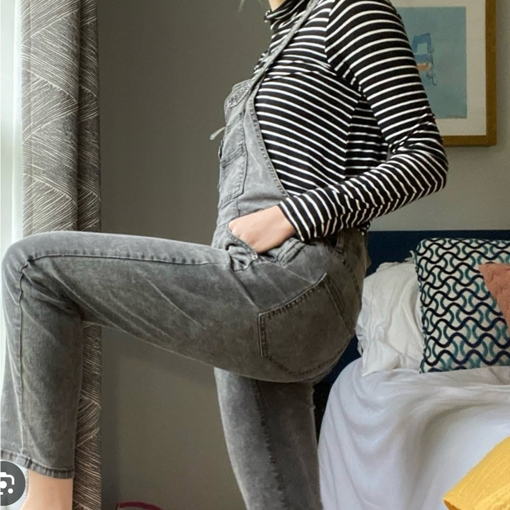Free People denim Gray Overalls sz 27